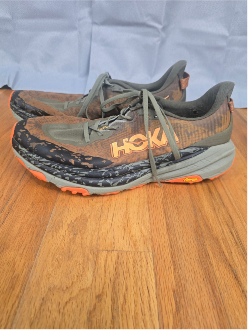 Men's Hoka Speedgoat 6 Wide Athletic Shoes Size 11.5 Brown Orange